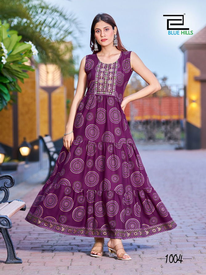 Cocktail By Blue Hills Printed Plus Size Anarkali Kurtis Catalog
